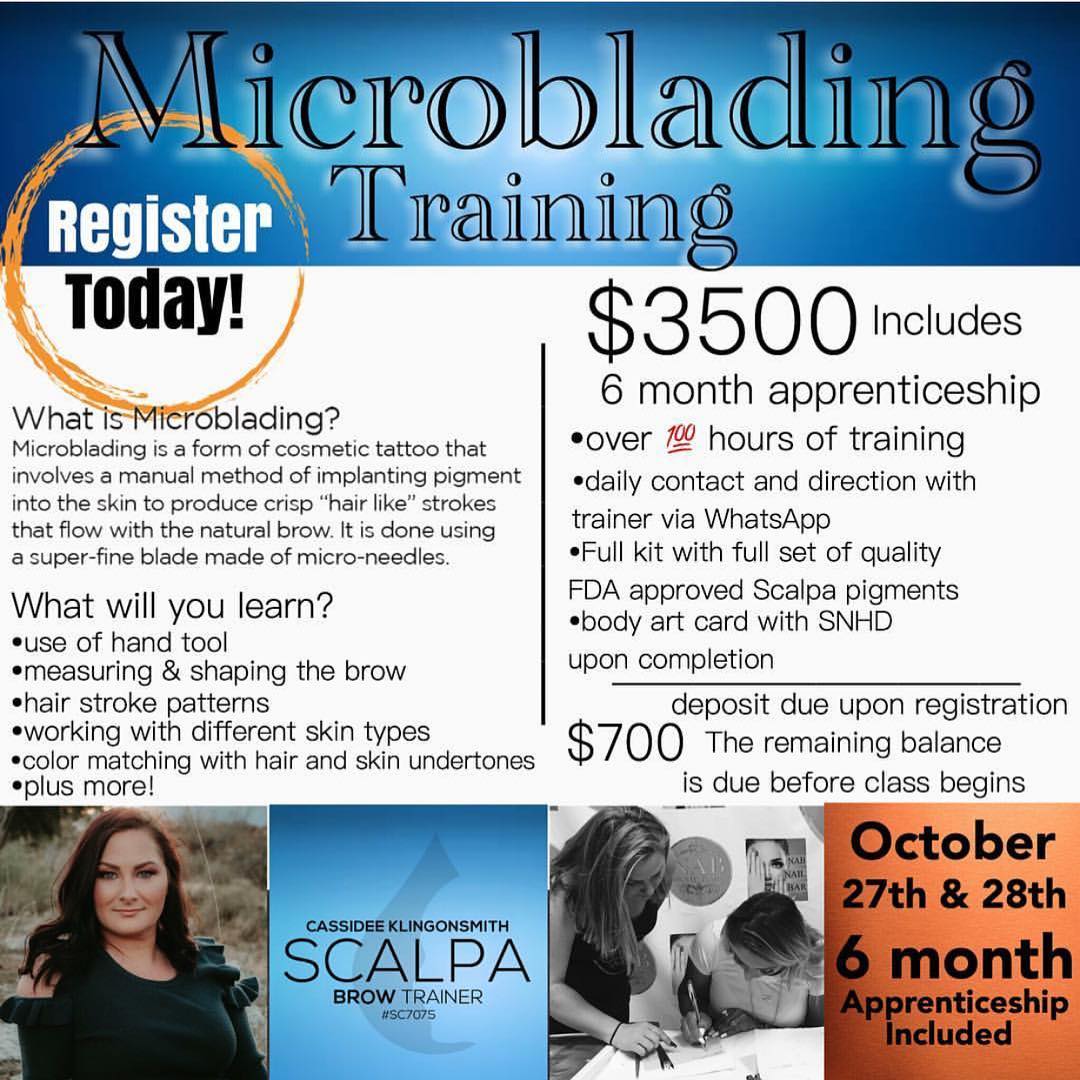 TRAINING: Microblading Training & 6 Month Apprenticeship Program
